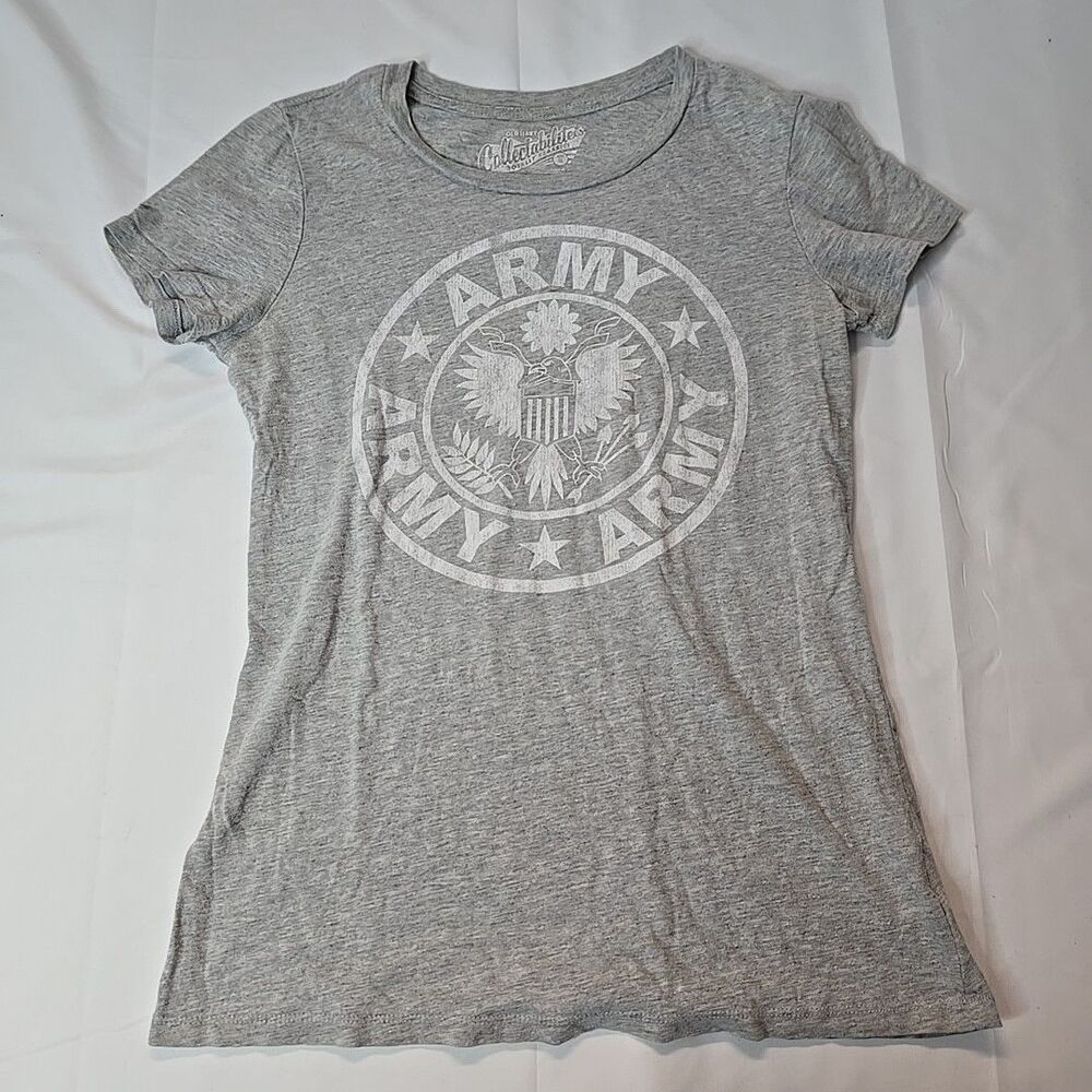 Old Navy Womens Army T Shirt S Gray Military Graphic Minimalist Grunge Casual